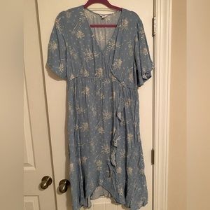 Blue and white floral maternity dress